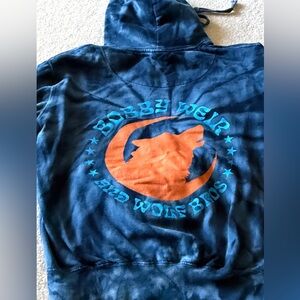 Bobby Weir and Wolf Bros - Blue Tie-Dye Hoodie with Orange Wolf Graphic - Medium